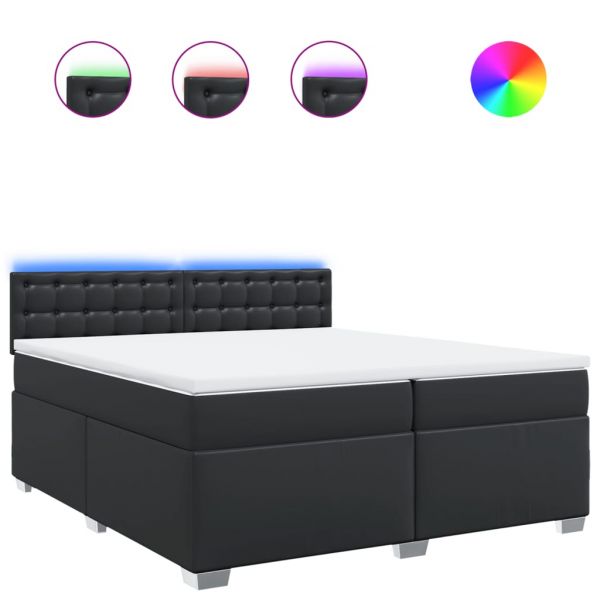 vidaXL Cama com Molas/colchão 200x200 cm Couro Artificial Preto - 774638229