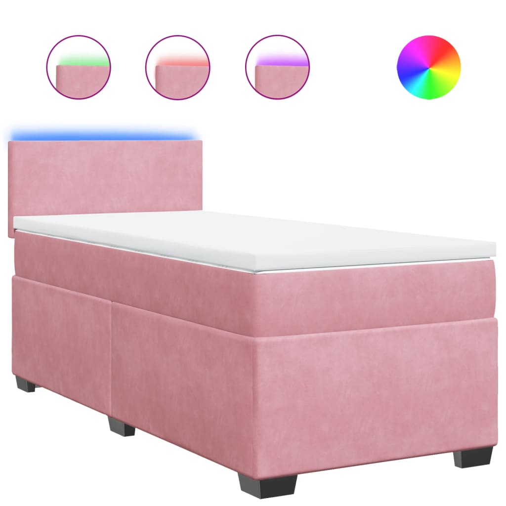 vidaXL Cama com molas/colchão 80x200 cm veludo rosa
