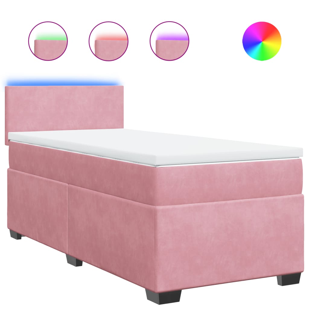 vidaXL Cama com molas/colchão 100x200 cm veludo rosa