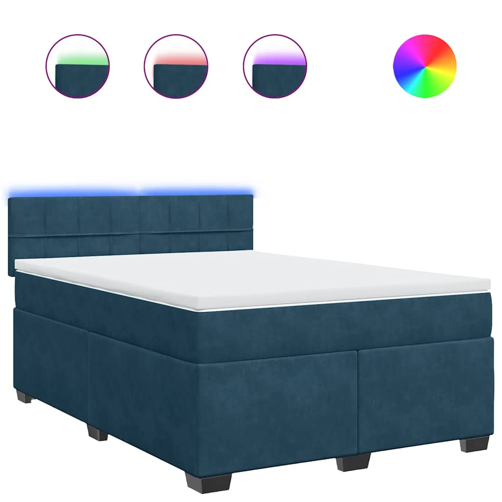 vidaXL Cama com molas/colchão 140x200 cm veludo azul