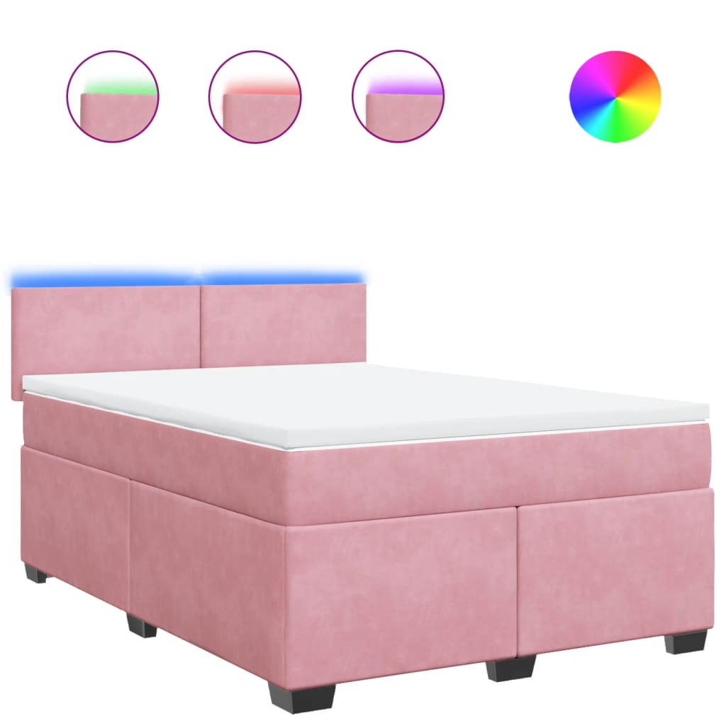 vidaXL Cama com molas/colchão 160x200 cm veludo rosa