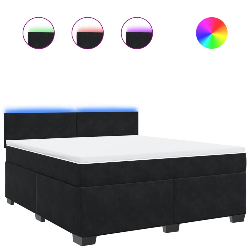 vidaXL Cama com molas/colchão 180x200 cm veludo preto
