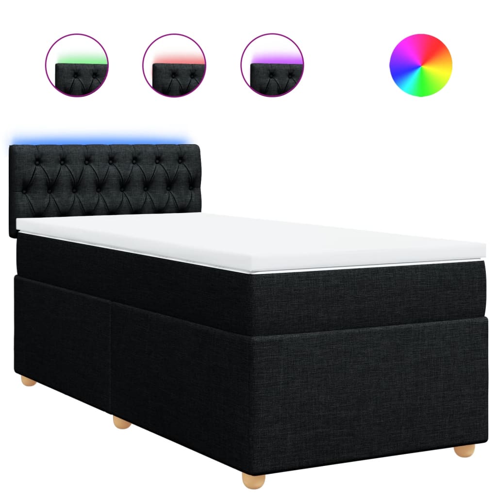 vidaXL Cama com molas/colchão 90x190 cm tecido preto