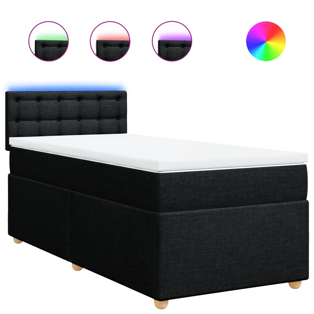 vidaXL Cama com molas/colchão 100x200 cm tecido preto