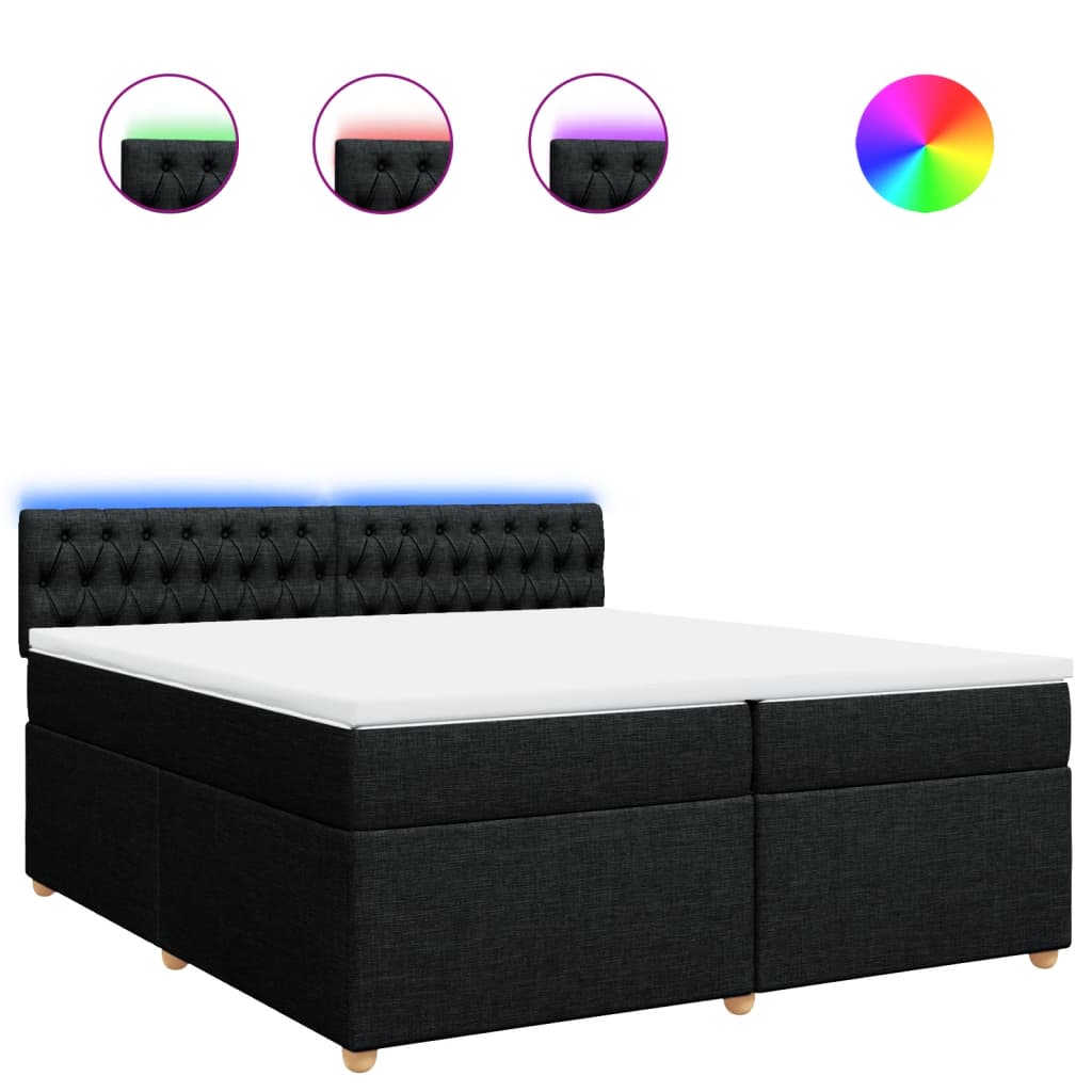 vidaXL Cama com molas/colchão 200x200 cm tecido preto