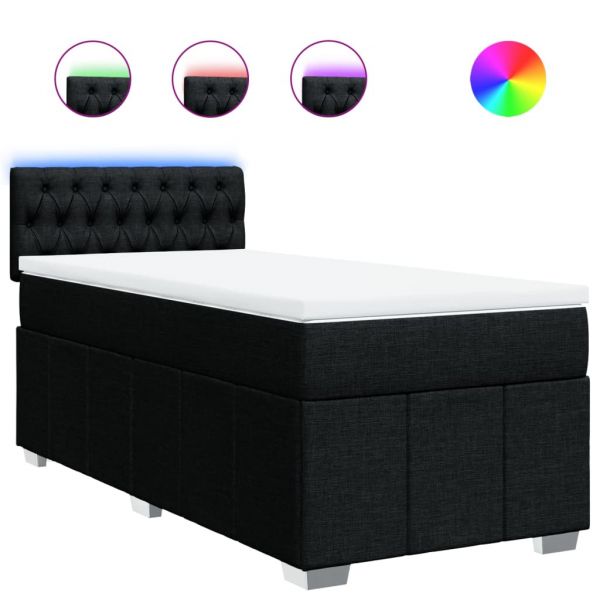 vidaXL Cama com Molas/colchão 80x200 cm Tecido Preto - 1463690157