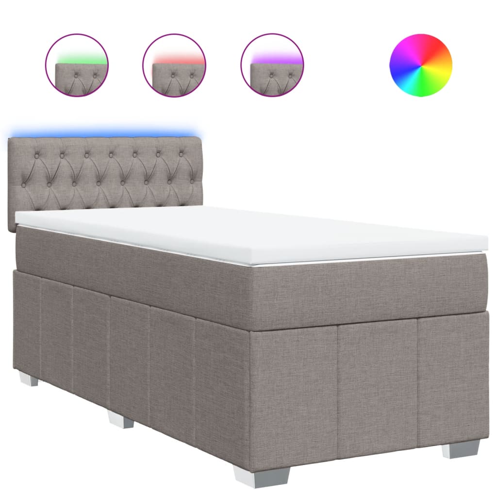 vidaXL Cama com molas/colchão 90x200 cm tecido castanho-acinzentado