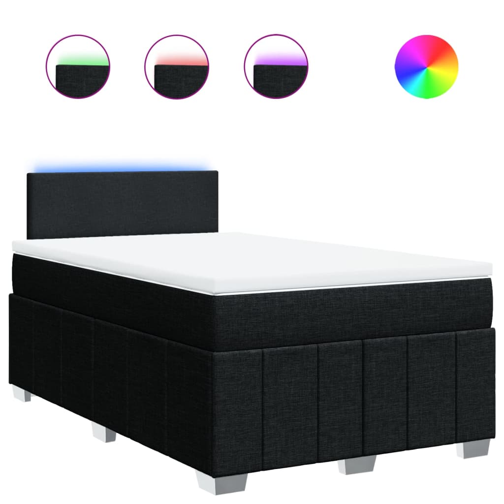 vidaXL Cama com molas/colchão 120x200 cm tecido preto