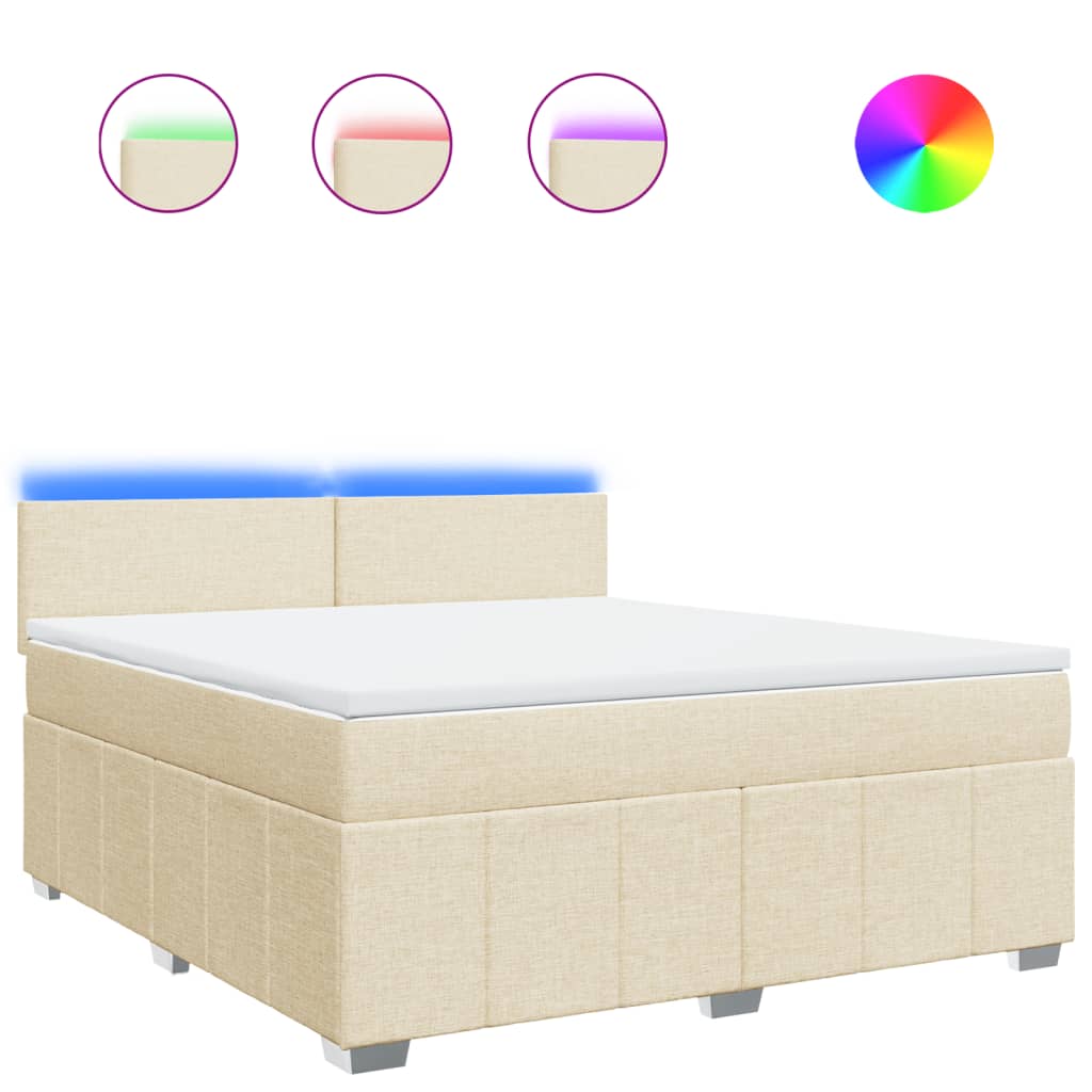 vidaXL Cama com molas/colchão 180x200 cm tecido cor creme