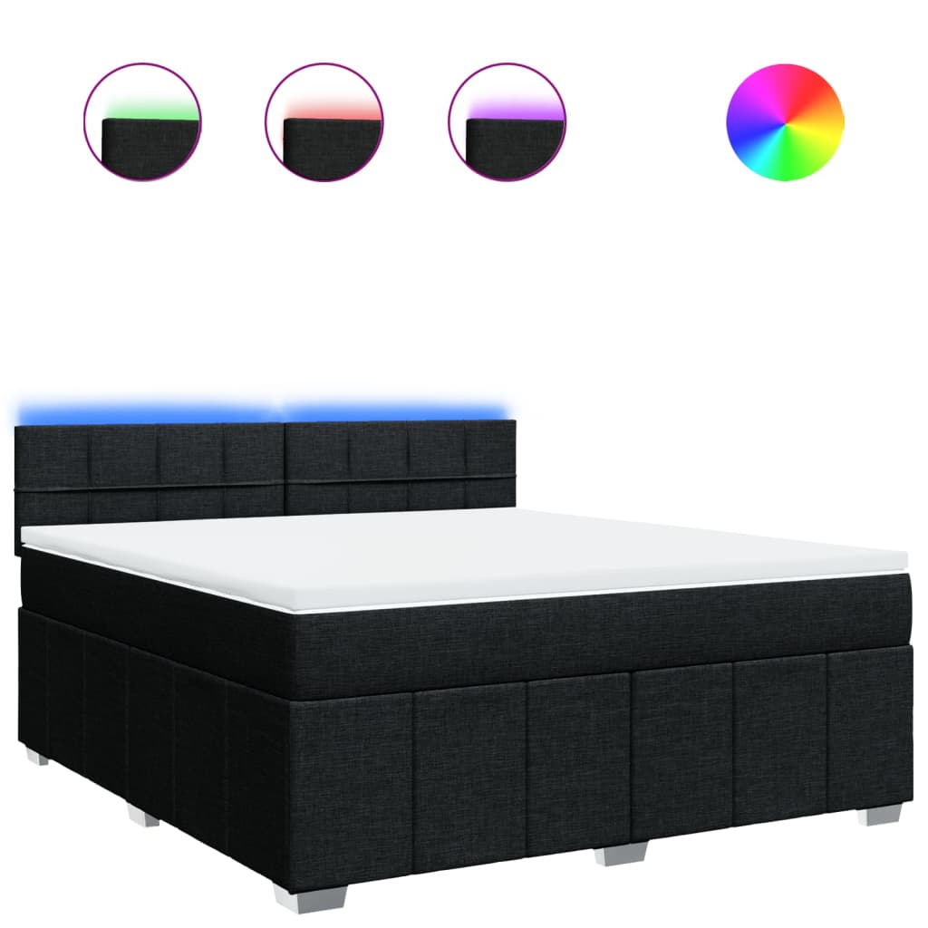 vidaXL Cama com molas/colchão 180x200 cm tecido preto