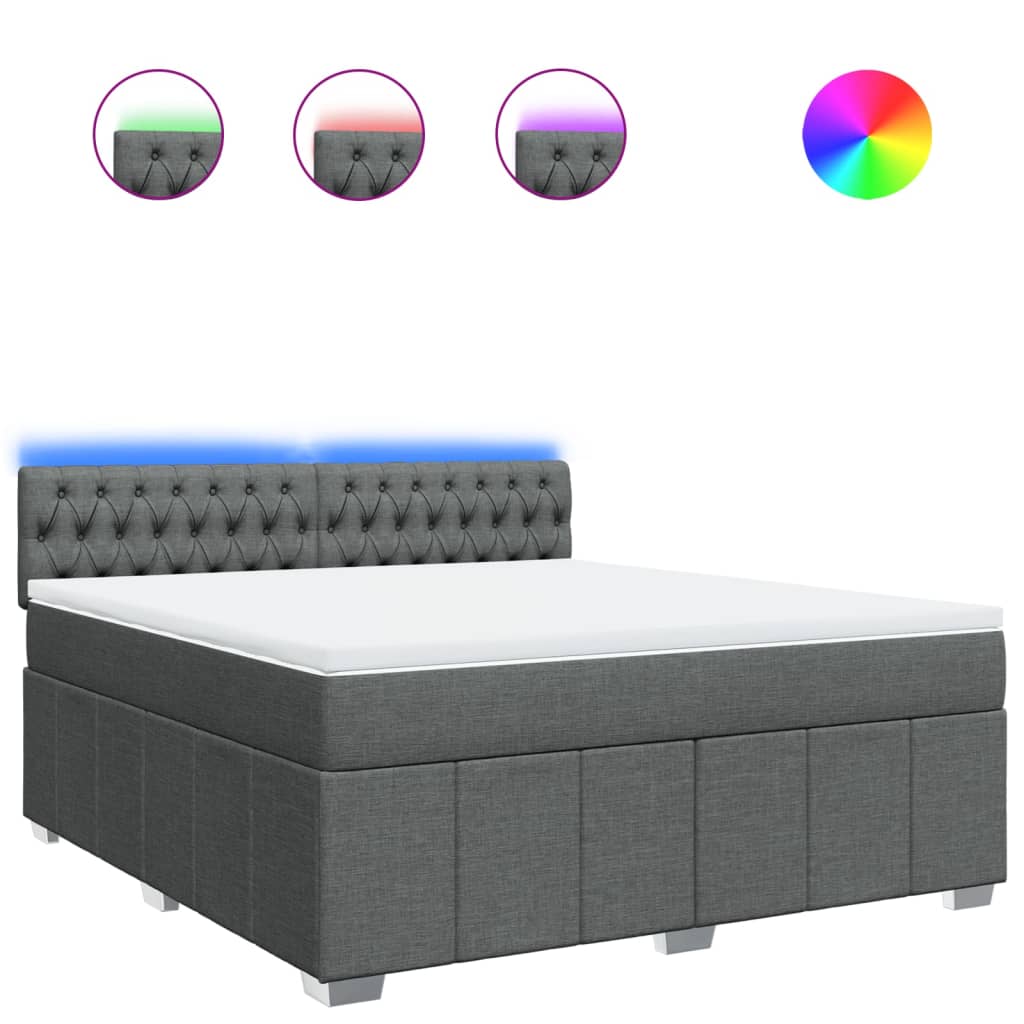 vidaXL Cama com molas/colchão 180x200 cm tecido cinzento-escuro
