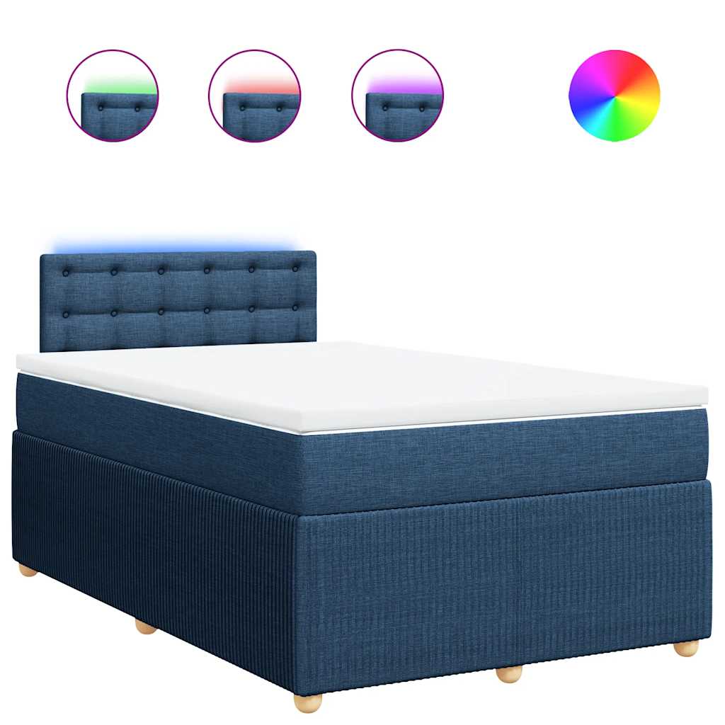 vidaXL Cama boxspring com colchão 120x190 cm tecido azul