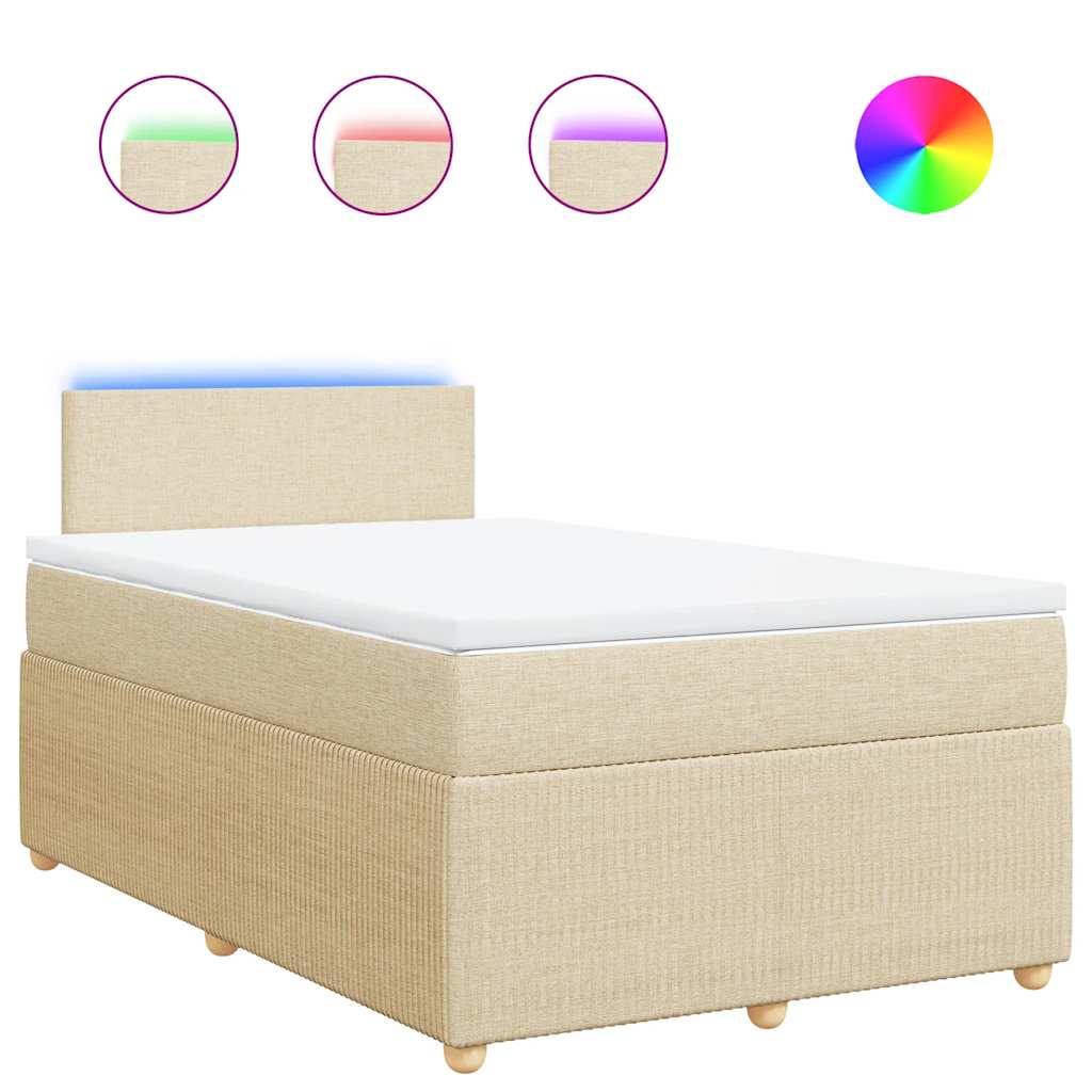 vidaXL Cama com molas/colchão 120x200 cm tecido cor creme