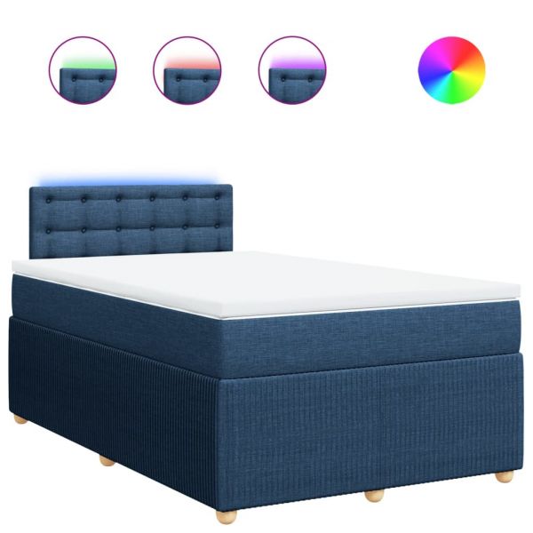 vidaXL Cama com Molas/colchão 120x200 cm Tecido Azul - 2885530081