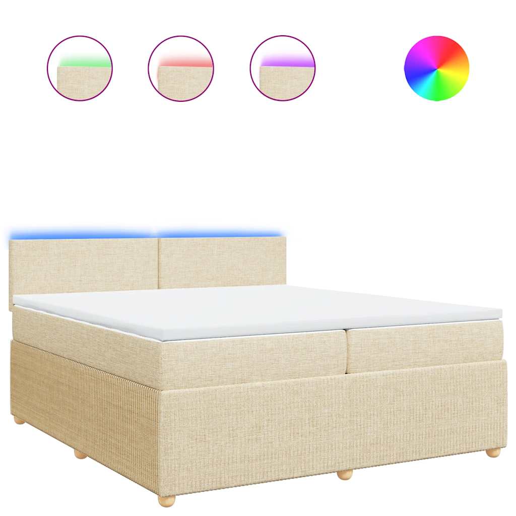vidaXL Cama com molas/colchão 200x200 cm tecido cor creme