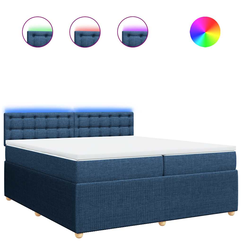 vidaXL Cama com molas/colchão 200x200 cm tecido azul