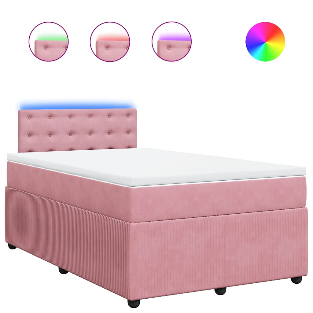 vidaXL Cama boxspring com colchão 120x190 cm veludo rosa