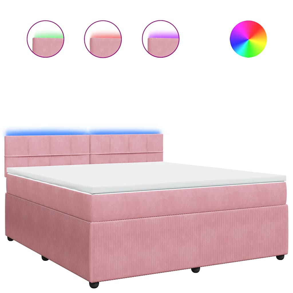 vidaXL Cama com molas/colchão 180x200 cm veludo rosa