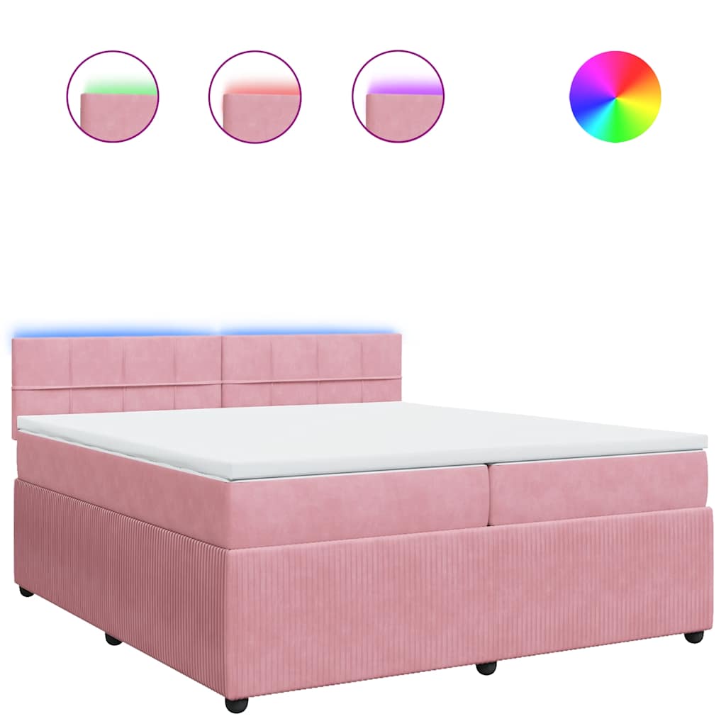 vidaXL Cama com molas/colchão 200x200 cm veludo rosa
