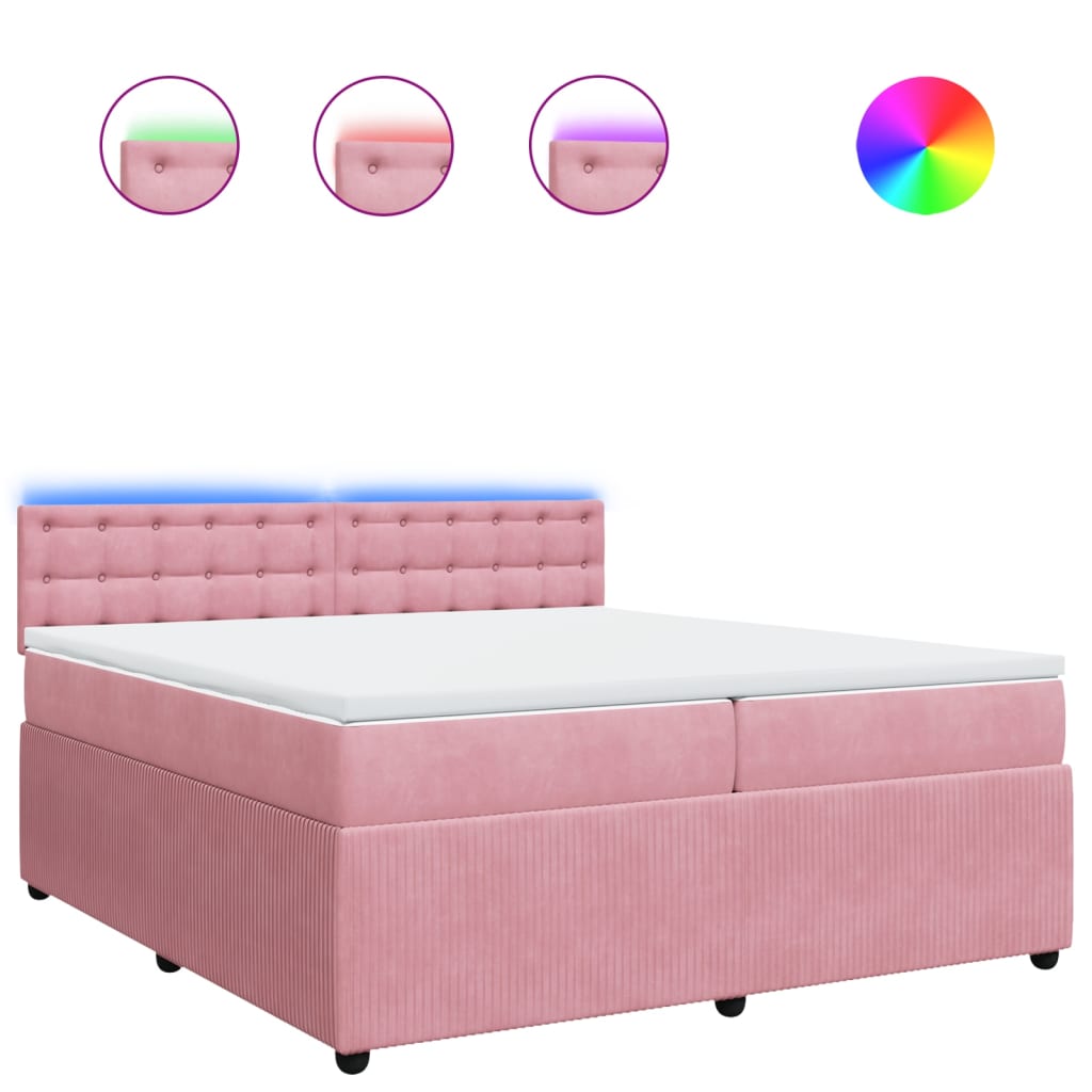 vidaXL Cama com molas/colchão 200x200 cm veludo rosa