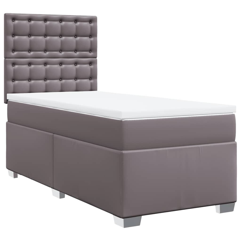vidaXL Cama com molas/colchão 80x200 cm couro artificial cinza