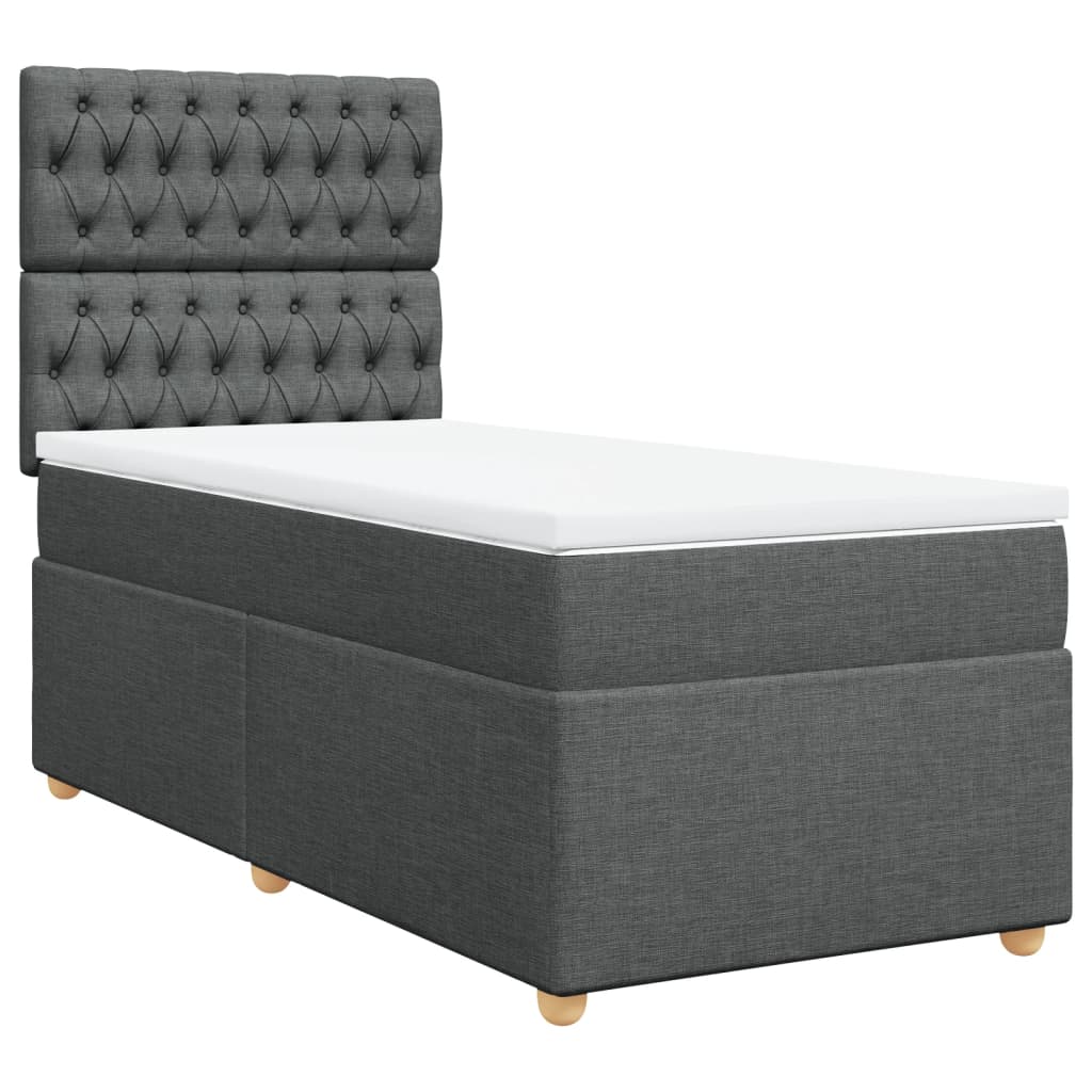 vidaXL Cama com molas/colchão 90x190 cm tecido cinza-escuro