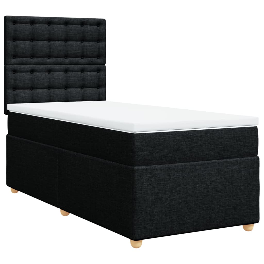 vidaXL Cama com molas/colchão 90x200 cm tecido preto