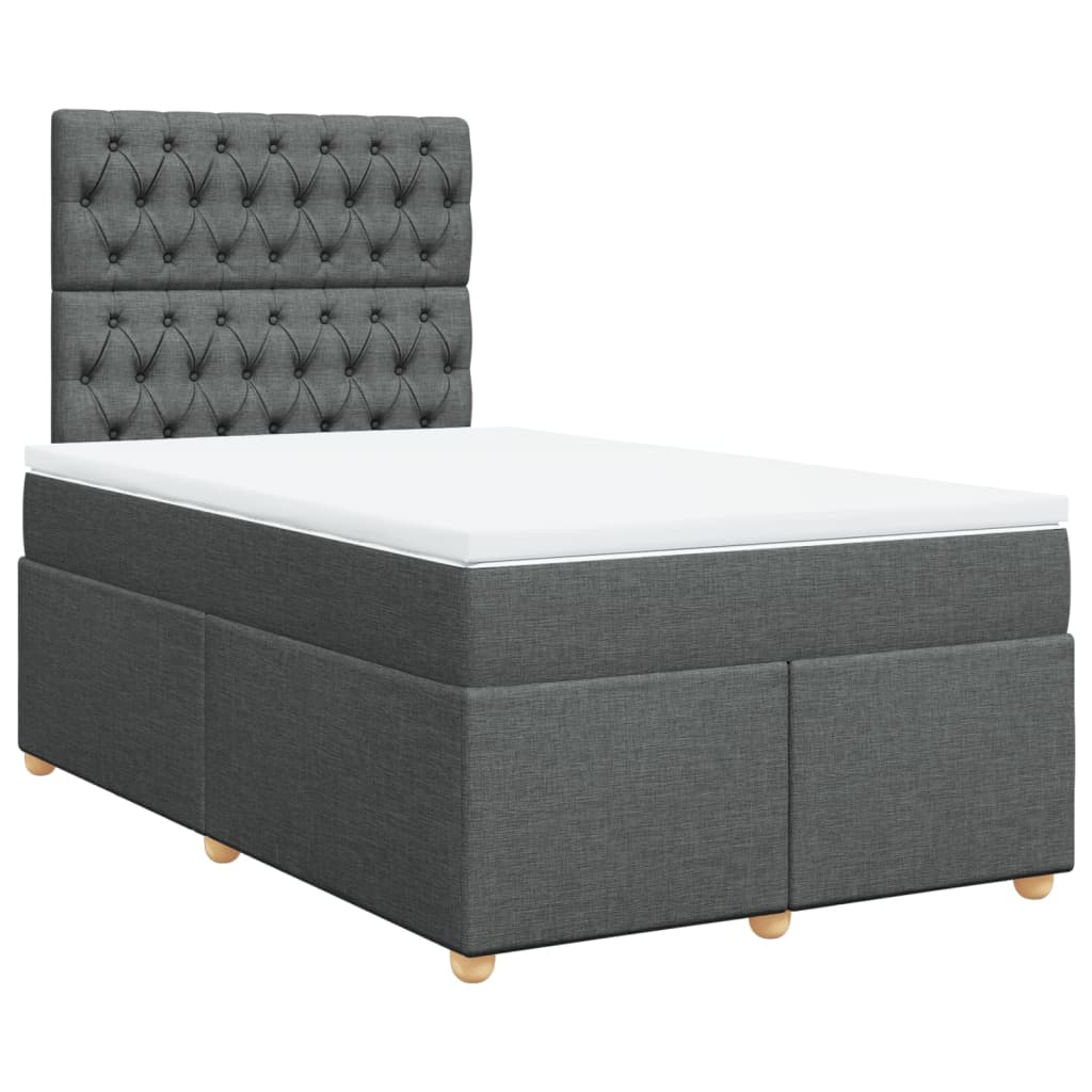 vidaXL Cama com molas/colchão 120x200 cm tecido cinzento-escuro