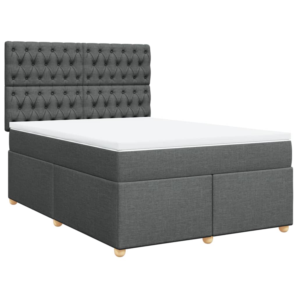 vidaXL Cama com molas/colchão 140x190 cm tecido cinzento-escuro