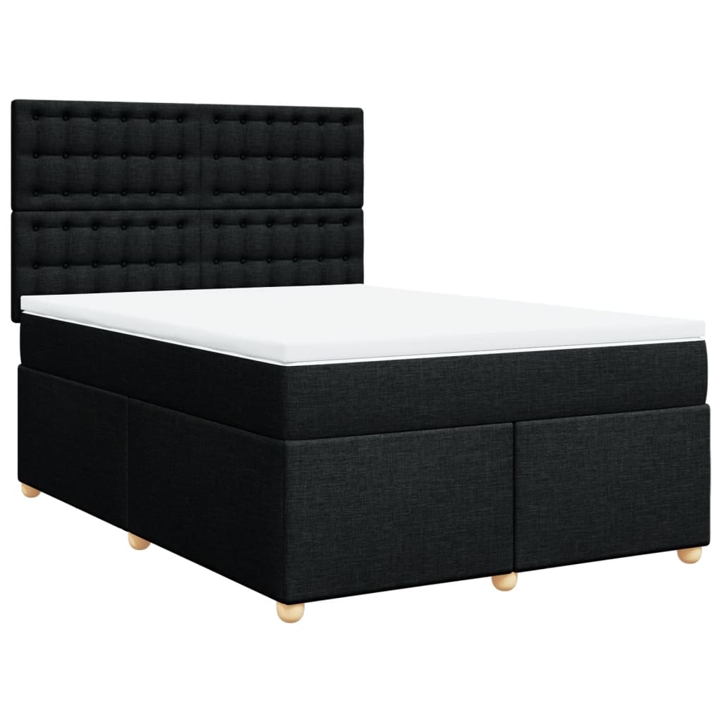 vidaXL Cama com molas/colchão 140x200 cm tecido preto