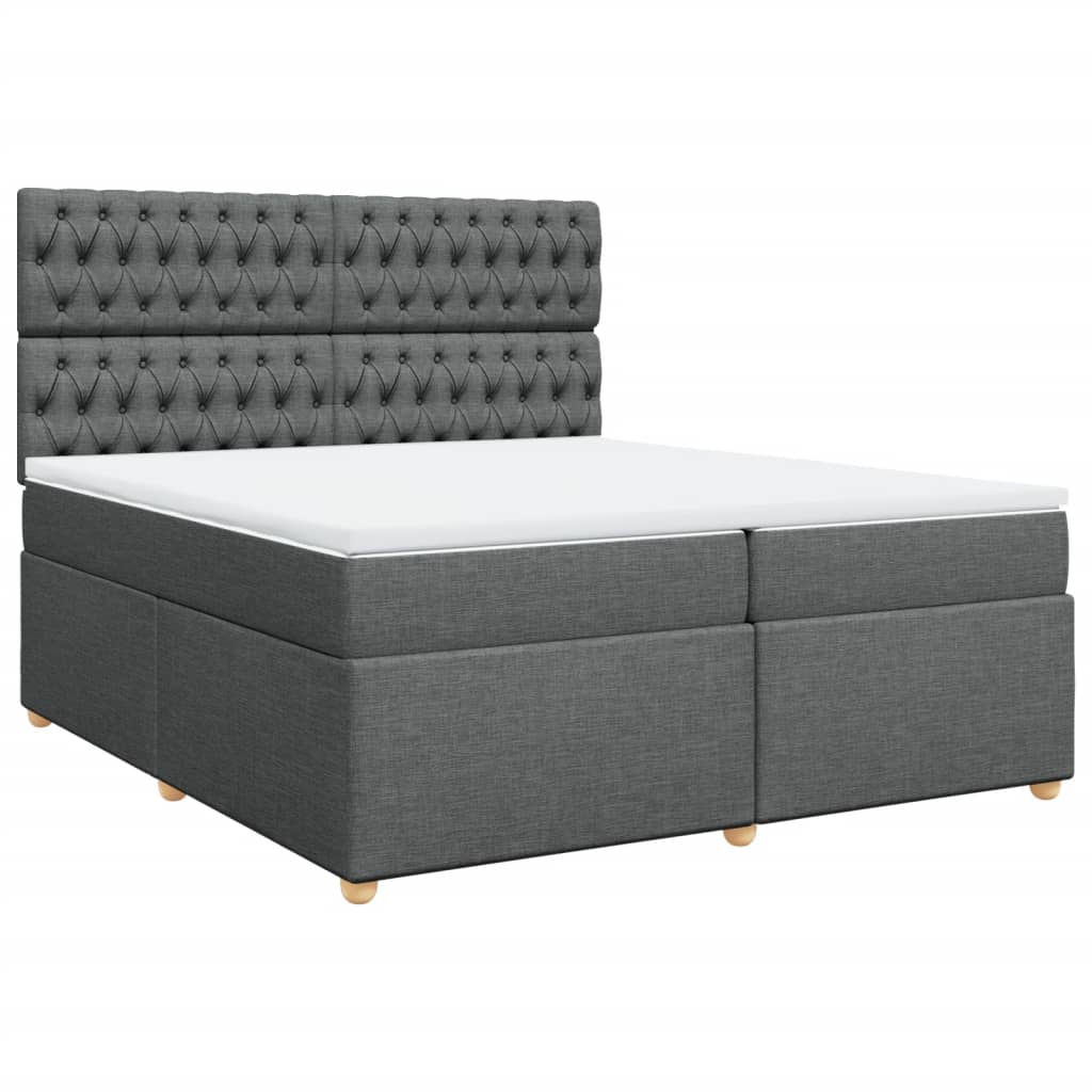 vidaXL Cama com molas/colchão 200x200 cm tecido cinzento-escuro
