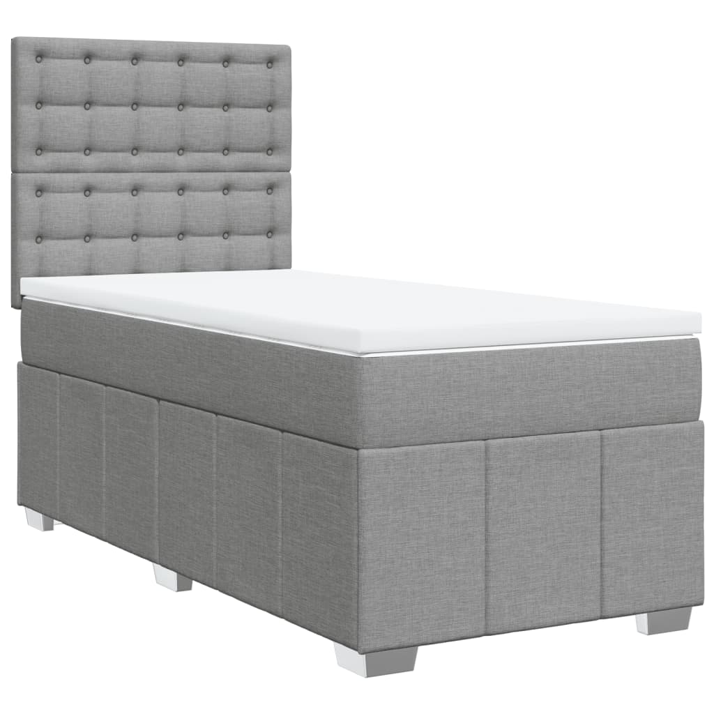 vidaXL Cama com molas/colchão 90x190 cm tecido cinzento-claro