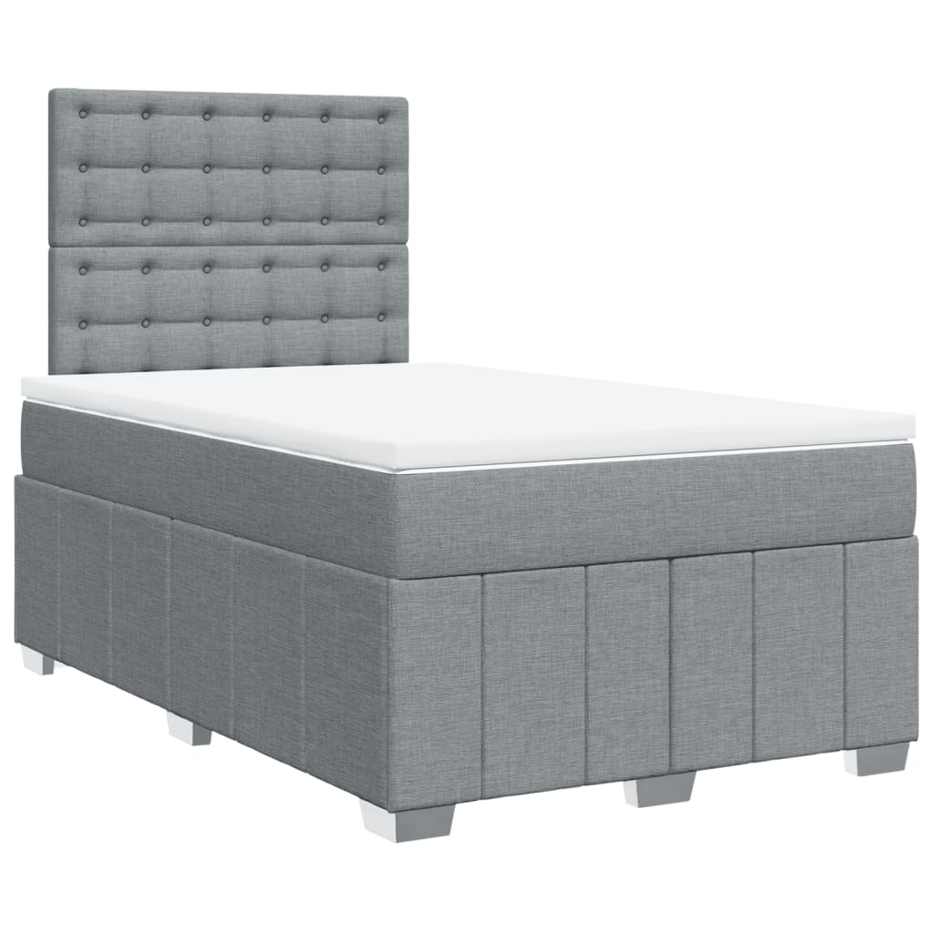 vidaXL Cama boxspring com colchão 120x190 cm tecido cinzento-claro