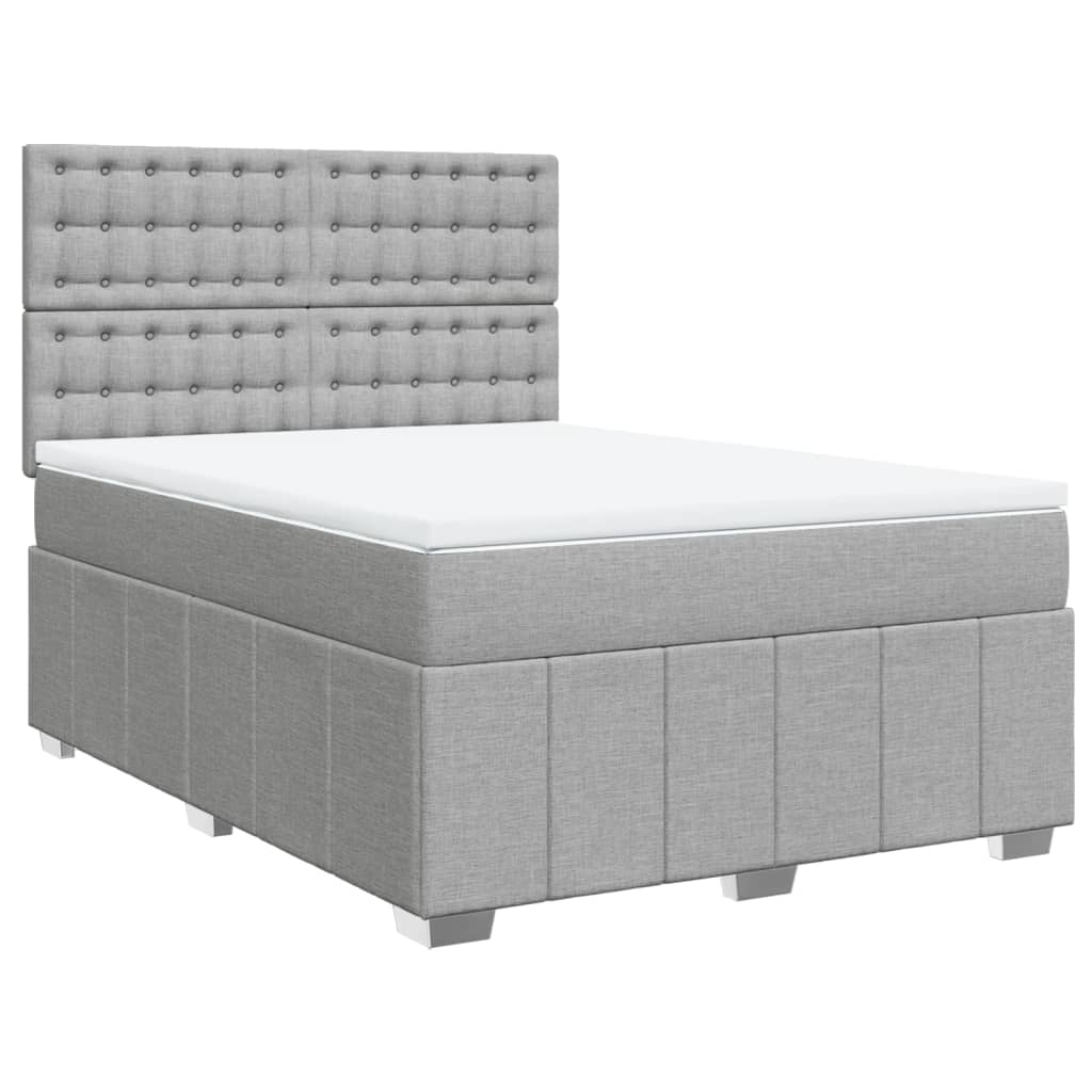 vidaXL Cama com molas/colchão 140x190 cm tecido cinzento-claro