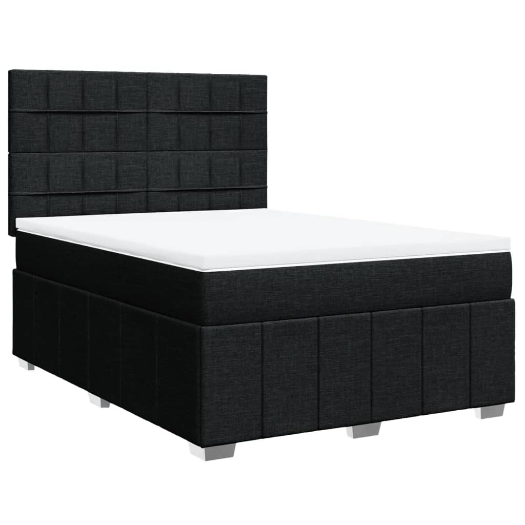 vidaXL Cama com molas/colchão 160x200 cm tecido preto