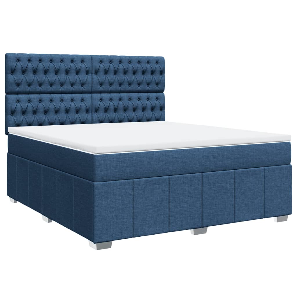 vidaXL Cama com molas/colchão 180x200 cm tecido azul