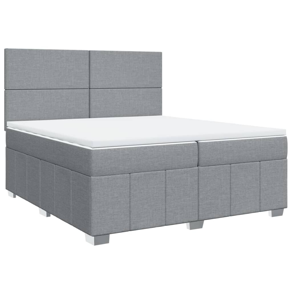 vidaXL Cama com molas/colchão 200x200 cm tecido cinza-claro