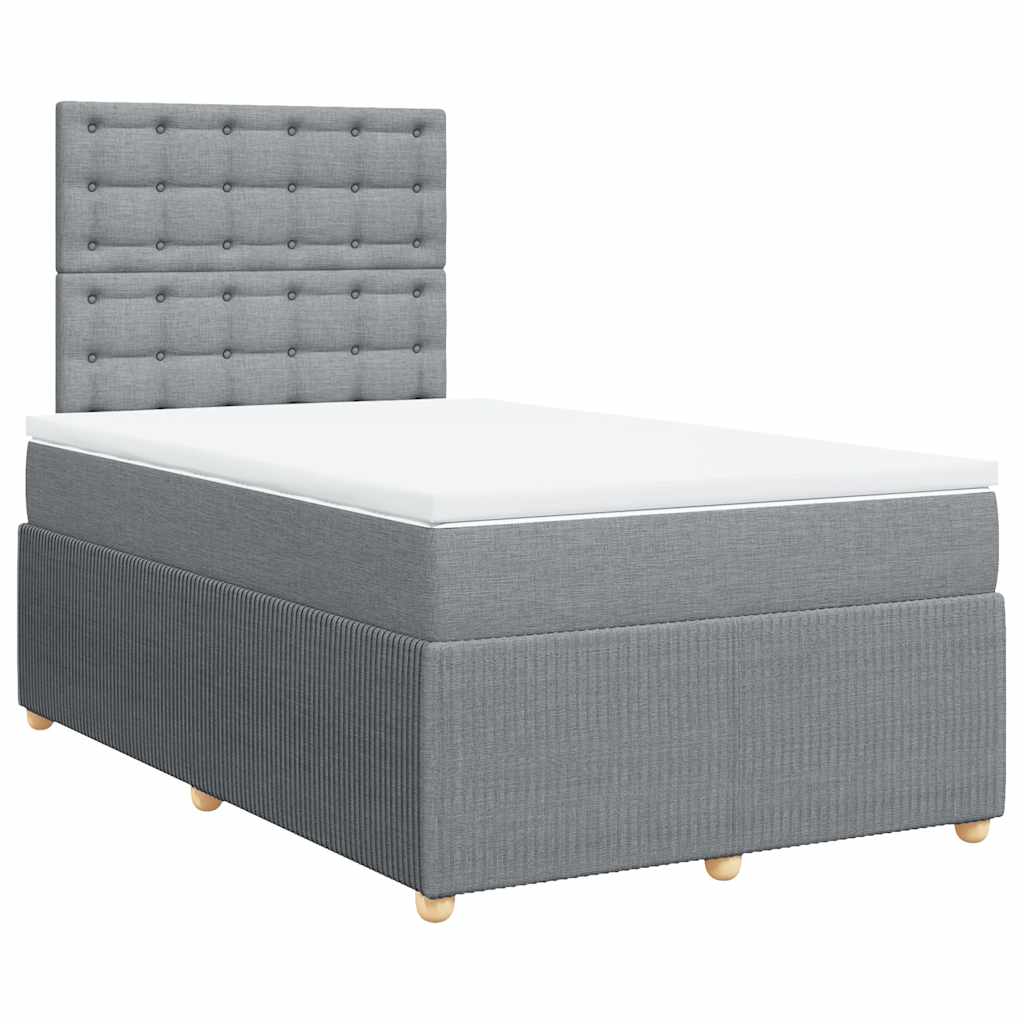 vidaXL Cama boxspring com colchão 120x190 cm tecido cinzento-claro
