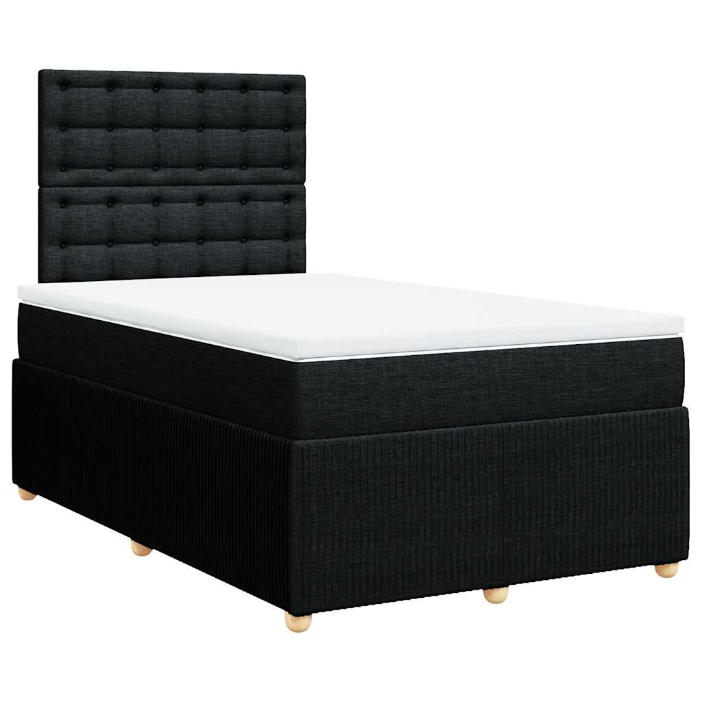 vidaXL Cama boxspring com colchão 120x190 cm tecido preto