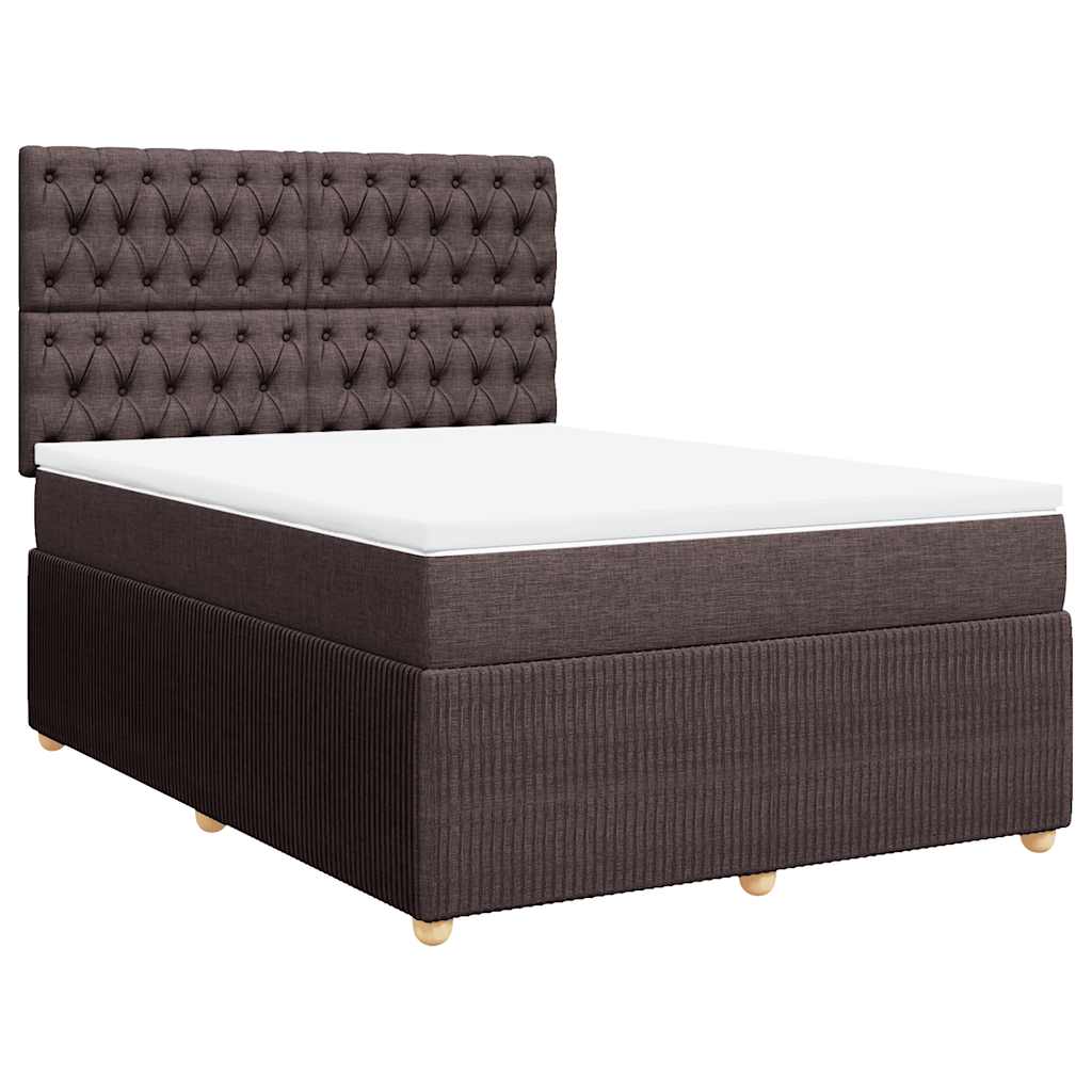 vidaXL Cama com molas/colchão 140x190 cm tecido castanho-escuro