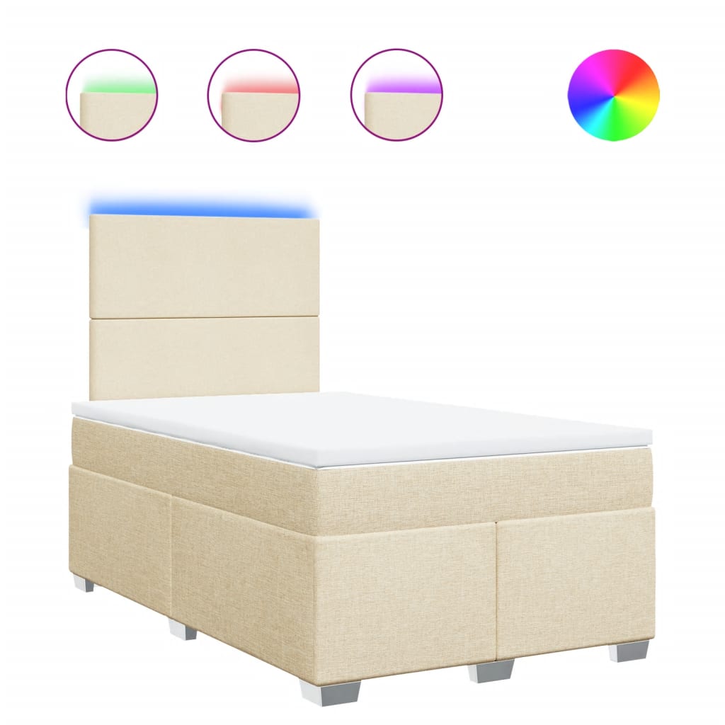 vidaXL Cama com molas/colchão 120x200 cm tecido cor creme