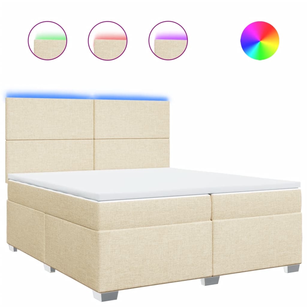 vidaXL Cama com molas/colchão 200x200 cm tecido cor creme