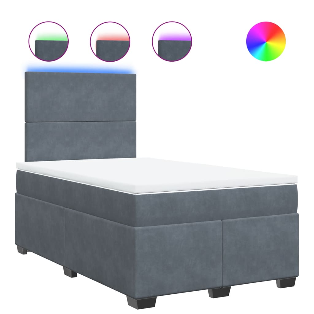 vidaXL Cama boxspring com colchão 120x190 cm veludo cinzento-escuro