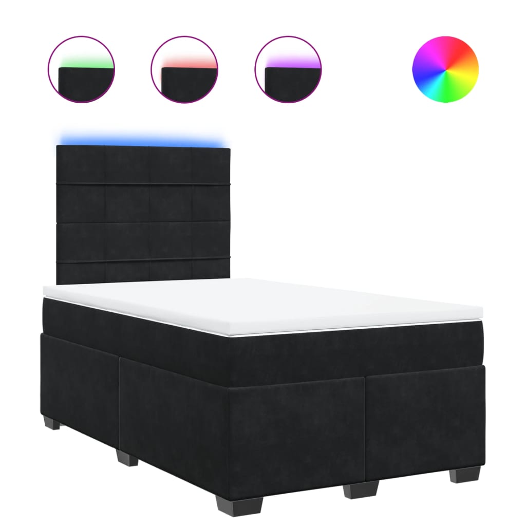vidaXL Cama boxspring com colchão 120x200 cm veludo preto