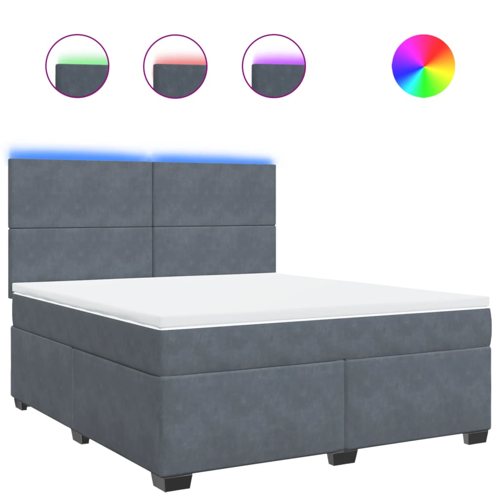 vidaXL Cama com molas/colchão 180x200 cm veludo cinzento-escuro