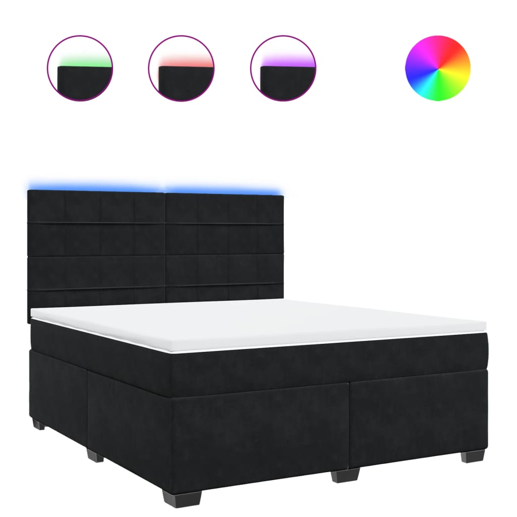 vidaXL Cama com molas/colchão 180x200 cm veludo preto