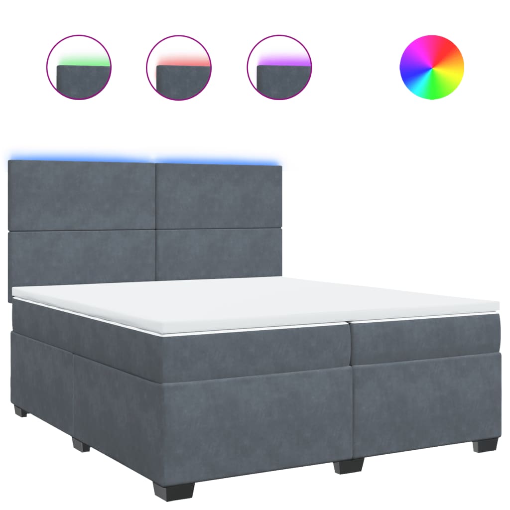 vidaXL Cama com molas/colchão 200x200 cm veludo cinzento-escuro