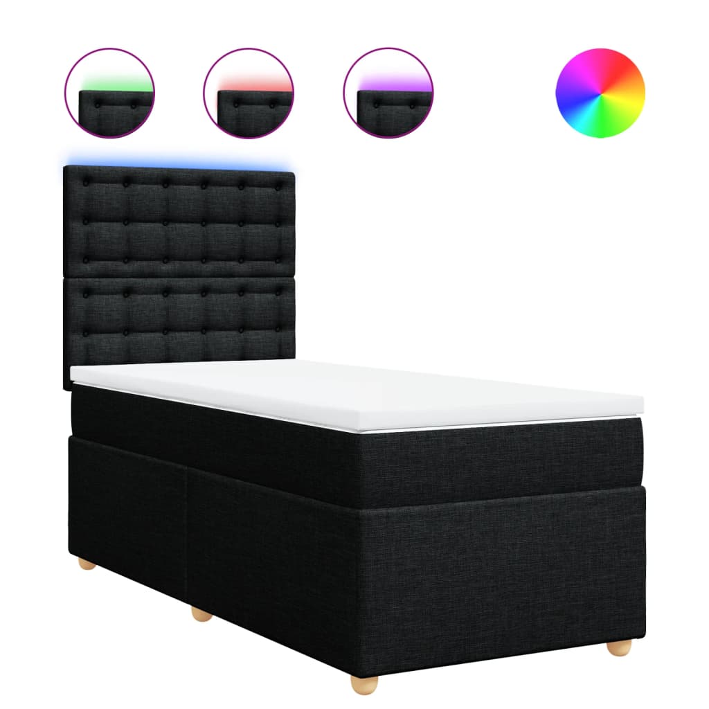 vidaXL Cama com molas/colchão 80x200 cm tecido preto