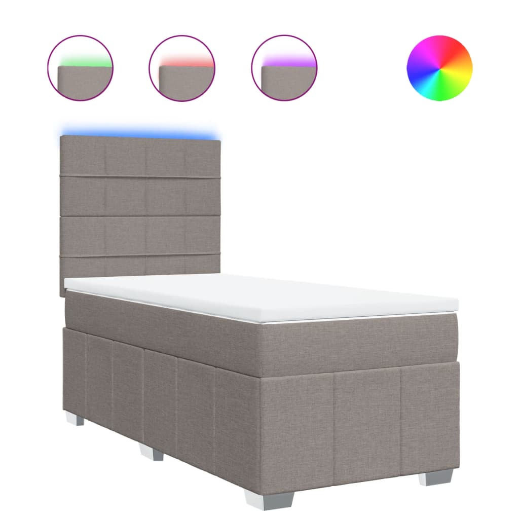 vidaXL Cama com molas/colchão 100x200 cm tecido cinza-acastanhado