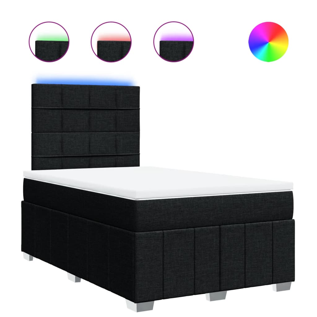 vidaXL Cama com molas/colchão 120x200 cm tecido preto